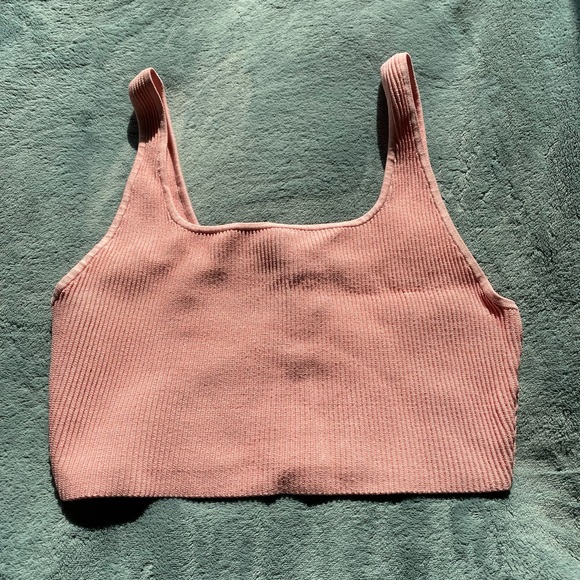 Babaton Tops - Babaton pink ribbed crop tank - L